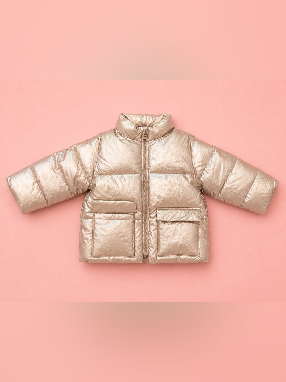 Zara Metallic Cream Puffer Jacket for Kids